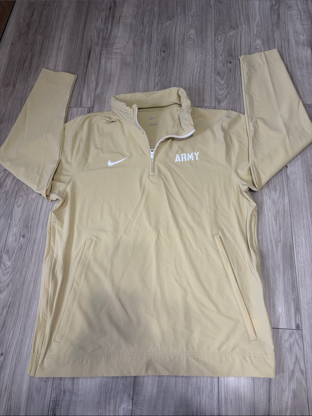 Nike Tan Quarter-Zip Pullover with White Swoosh